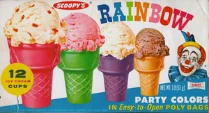 Late Seventies Scoopy's Trimmed Box Art Rainbow Ice Cream Cones - Picture 1 of 1