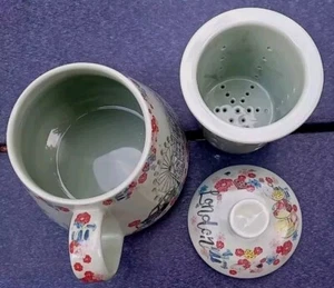 Green World Market Tea Infuser Teapot Mug w/Lid Porcelain London Scene 3 PC Set - Picture 1 of 9