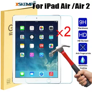 2pcs For Apple iPad Air Air 2 Premium Tempered Glass Screen Protective Cover - Picture 1 of 18