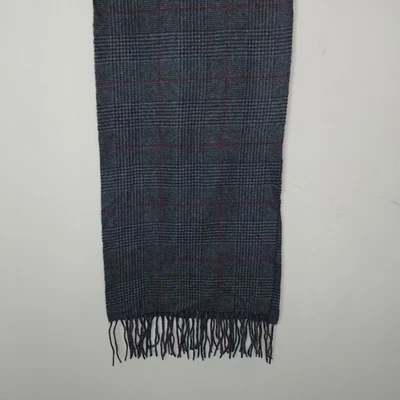 Bufanda a cuadros gris a cuadros 100 % cachemir Club Room 64" x 12,5" flecos unisex o para hombre Foto 1 de 4