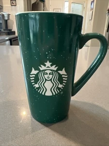 2020 Starbucks Coffee Mug 16oz Green & White Speckled Logo Tall Ceramic Cup - Picture 1 of 5