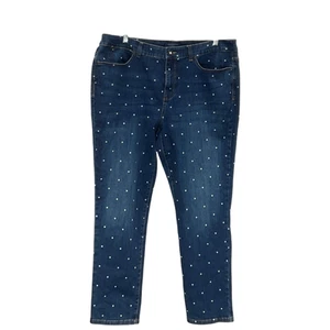 Talbots Blue Polka Dot Straight Jeans - Picture 1 of 4