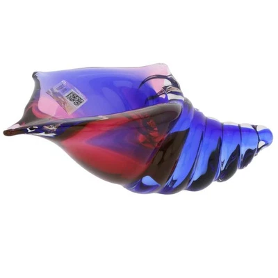 GlassOfVenice Murano Glass Cone Seashell Sculpture - Rose and Blue - Image 1 of 4