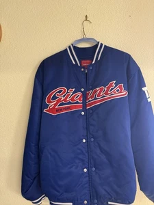 Vintage New York Giants Bomber Jacket Size 2x Script Reebok Satin Y2K. Class! - Picture 1 of 1