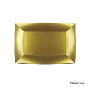 Platos Rectangular Nice Oro 12 Pz 29x19 CM Goldplast Ideal para Fiesta - Imagen 1 de 1