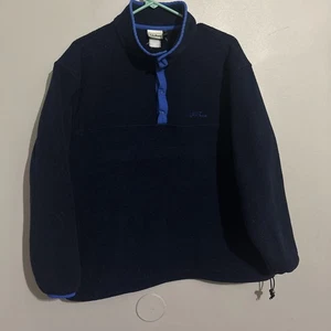 Vintage LL Bean Sweater Herren L Blau Fleece 1/4 Snap Pullover USA 90s - Bild 1 von 13