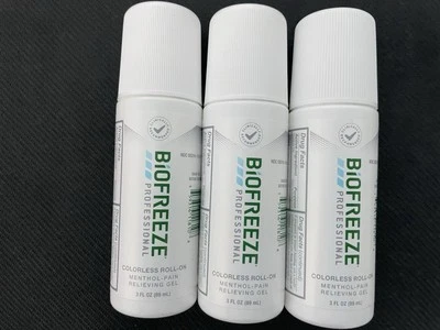 3x Biofreeze Professional Pain Reliever Colorless Gel Roll-On 3oz EXP 07/2028 - Image 1 of 2