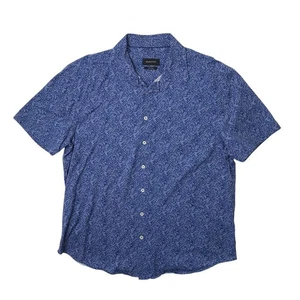 Bugatchi Shirt Mens 2XL Navy OoohCotton Miles Floral Short Sleeve 8 Way Stretch - Picture 1 of 8