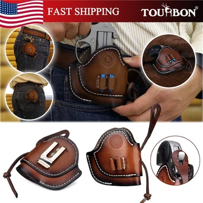 TOURBON Leather Cross-Draw Driving Holster 9mm derringer Case Cartridge Carry US - Image 1 of 4