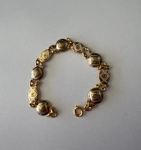 Damascene Style Bracelet Gold and Silver Tone 16cm Small Vintage - Picture 1 of 3