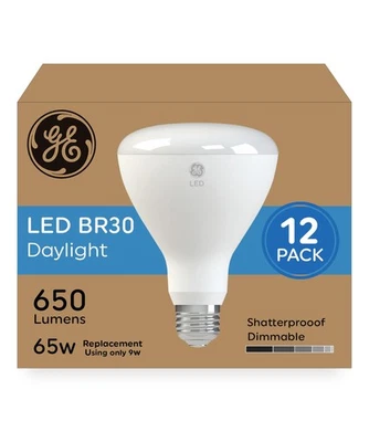 GE 65W BR30 Daylight LED Flood Light Bulbs Indoor 12-Pack E26 Dimmable - Image 1 of 4