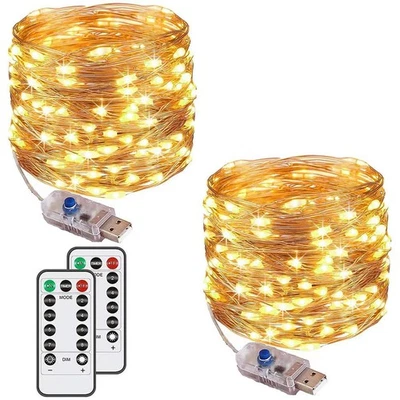 [2 Pack] String Lights 120 LED Lights 40ft 8 Modes USB Plug-in Lights Waterpr... - Image 1 of 4