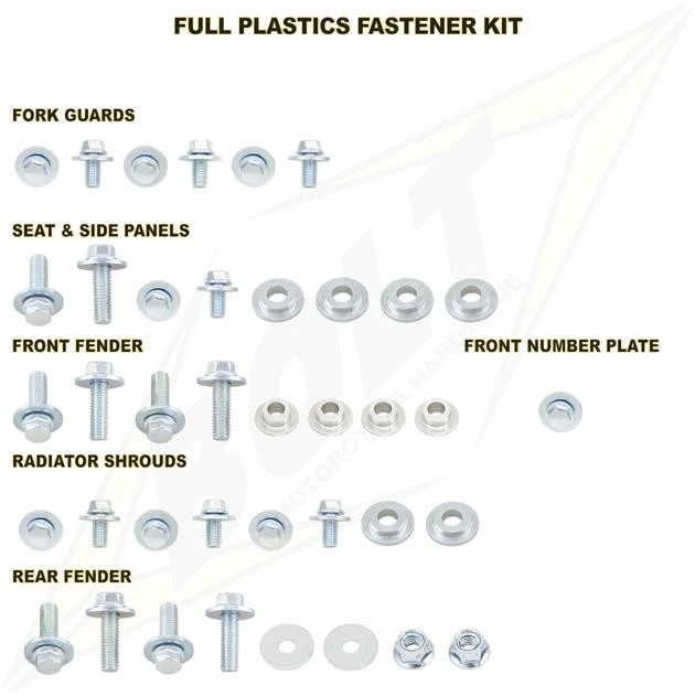 Kit de fixação de carroceria de plástico completo parafuso compatível com Kawasaki KX85/100 KAW-011385 - Imagem 1 de 1