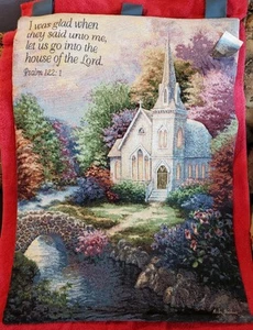 Manual Woodworkers & Weavers Church in the Country Tapestry Wall Hanging 26x36" - Picture 1 of 7