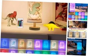 Dinosaur Bedside Table Lamp for Bedroom Nightstand-16olors Small Night Stand C - Picture 1 of 8