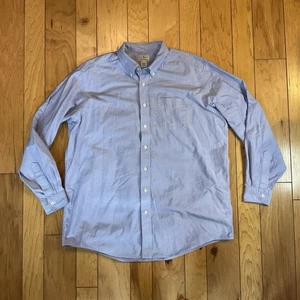Camicia elegante Oxford classica blu antirughe LL Bean uomo vestibilità tradizionale XL T - Foto 1 di 11