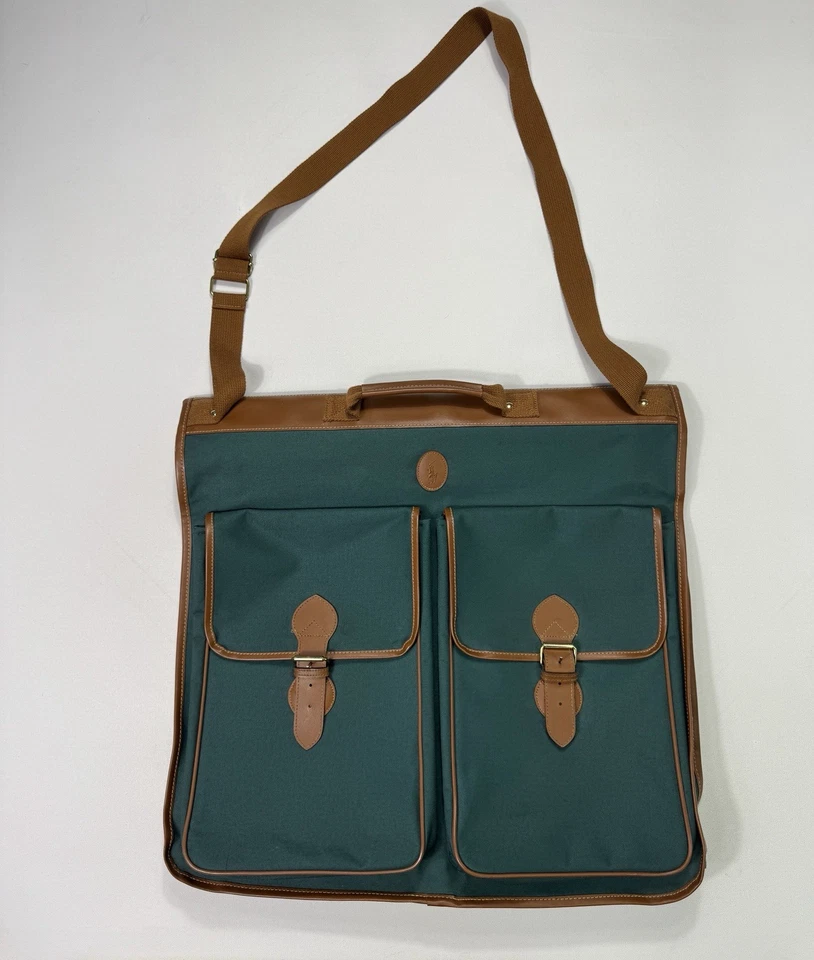 Ralph Lauren Polo Vintage Lona Bolso de Ropa Marrón Borde Cremallera Dorado Gancho Viaje Foto 1 de 4