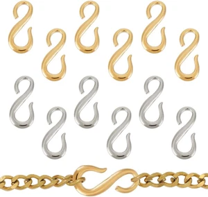 12Pcs 2 Colors 304 Stainless Steel S Hook Clasps Necklace Clasp Connectors Small - Picture 1 of 4