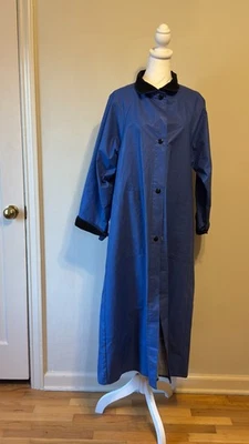 Chaqueta Abrigo Lluvia Larga Vintage Charles River Apparel - Azul - Talla Mediana - Vinilo Foto 1 de 3