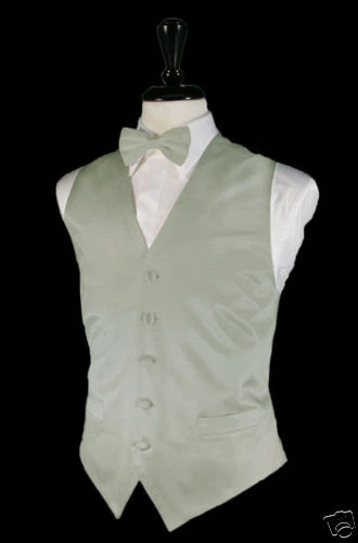  New Luxury Noble Solid Silk Tuxedo Vest & Bowtie - Image 1 of 1