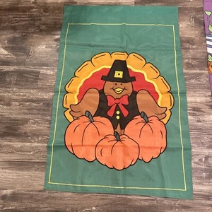 Beautiful Thanksgiving Turkey Outdoor Flag / Banner 42X32 Pumpkins - Picture 1 of 1