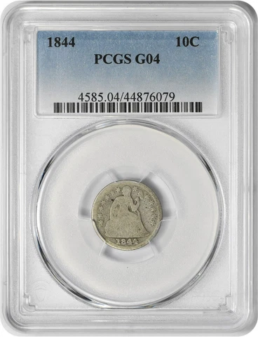 1844 Liberty Seated Silver Dime G04 PCGS Cover