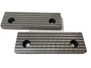 160mm Vice Jaws - Hardened Steel  - Grooved - Pair - 110mm Centres - 50mm Height - Picture 1 of 8