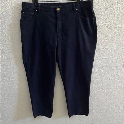 Lauren Ralph Lauren Navy Blue Gold Button Straight Leg Pants Women’s Size 18W - Image 1 of 4