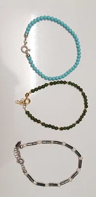 Set 3 Bracciali Promo  In Argento Uomo Donna Turchese Agata Estate Summer Regalo - Immagine 1 di 4