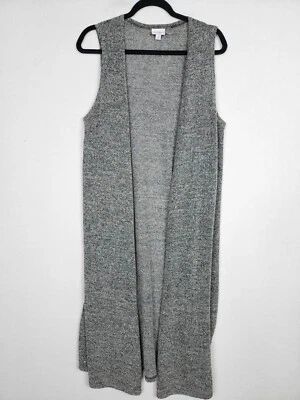Colete espanador LuLaRoe cinza fendas laterais abertas poliéster rayon neutro transparente tamanho M - Imagem 1 de 4