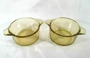 Vintage Pyr-O-Rey 2er Set gelbes Glas 12 Unzen Auflaufformen - Bild 1 von 6