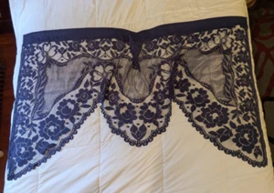 Navy Blue Lace Swag Valance Floral Curtain One Piece 1 Window 70x37 - Picture 1 of 11