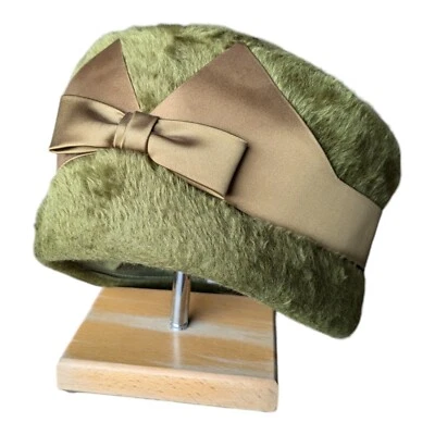 Sombrero Vintage Howard Hanlon Originals Verde Salvia Imitación Piel Cinta Años 50 Foto 1 de 4