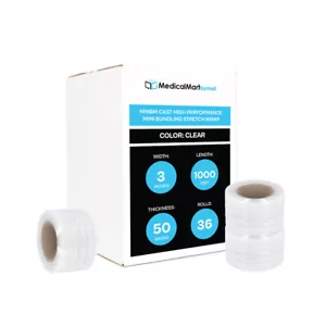 36 Rolls 3"x1000' 50 Gauge Clear Mini Stretch Film Shrink Wrap w/Plastic Handle - Picture 1 of 7