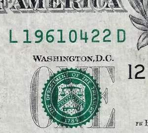 April 22, 1961 Birthday Note Fancy Serial Number $1 Dollar Bill - Picture 1 of 5