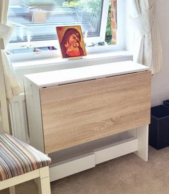 Drop Leaf Dining Table Small Breakfast Desk Folding Space Saving Modern Kitchen - Image 1 of 4