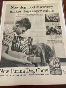 Vintage 1957 Purina Dog Chow Boy With Dog ad - Picture 1 of 1