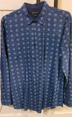 INC Mens Long Sleeves Striped Button-Down Shirt Size Large  100% Cotton - Image 1 of 4