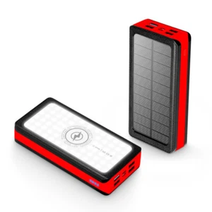 Portable Solar Power Bank LED 4 USB Battery PD Wirless Charger For Mobile Phone - Picture 1 of 18