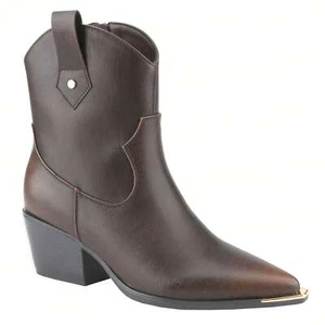 Bota de cuero Western Cowgirl Mid con puntera y detalle de tacón de metal - Imagen 1 de 24