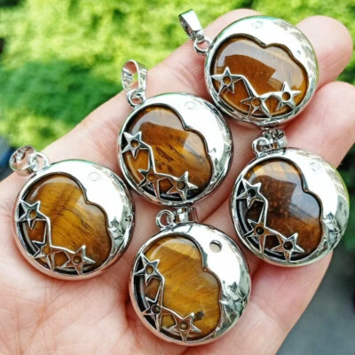 20 Piezas Colgantes de Piedra Ojo de Tigre Natural Luna Estrella Chakra Reiki Amuleto de Sanación Foto 1 de 3