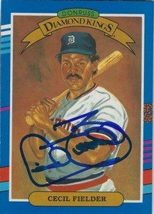 Autographed CECIL FIELDER Detroit Tigers 1991 Donruss Diamond King card #3 w/COA