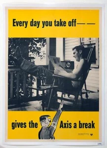 [DON'T BE LAZY!]: Provocative Enlistment Poster by the War Production Board. - Picture 1 of 1