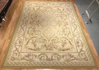 Alfombra tejida a mano 9 x 12 tejido francés Aubusson 100 % lana Foto 1 de 4