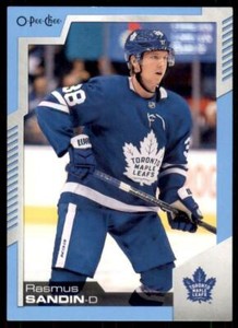 2020-21 UD O-Pee-Chee Blue Border #112 Rasmus Sandin - Toronto Maple Leafs