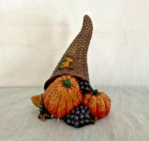 Woven Vintage Cornucopia 5.5" Horn of Plenty Basket With Harvest Thanksgiving - Picture 1 of 5
