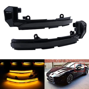 2x Dynamic LED Wing Mirror Indicator Signal Light For Jaguar F-Type XE XK XF XJ - Picture 1 of 12