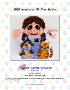 Veterinarian Girl Treat Holder-Plastic Canvas Pattern or Kit - Picture 1 of 1