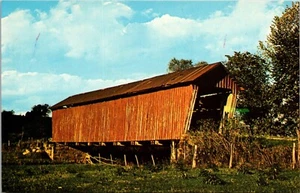 Postcard Noble Co. Sharon Ohio The Parrish Covered Bridge Olive Green Creek UNP - Imagen 1 de 2