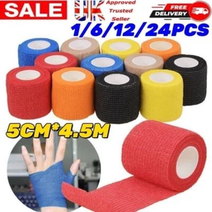1-24Rolls Cohesive Elastic Bandage Self Adhesive Wrist Ankle Gauze Tape Vet Wrap - Picture 1 of 18